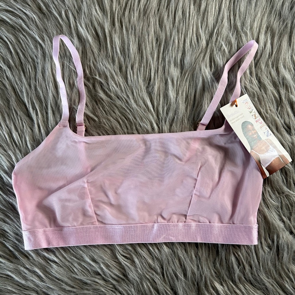 Joyspun Wireless Mesh Sheer Bralette Women Size Medium Pink Unlined Unpadded Bra